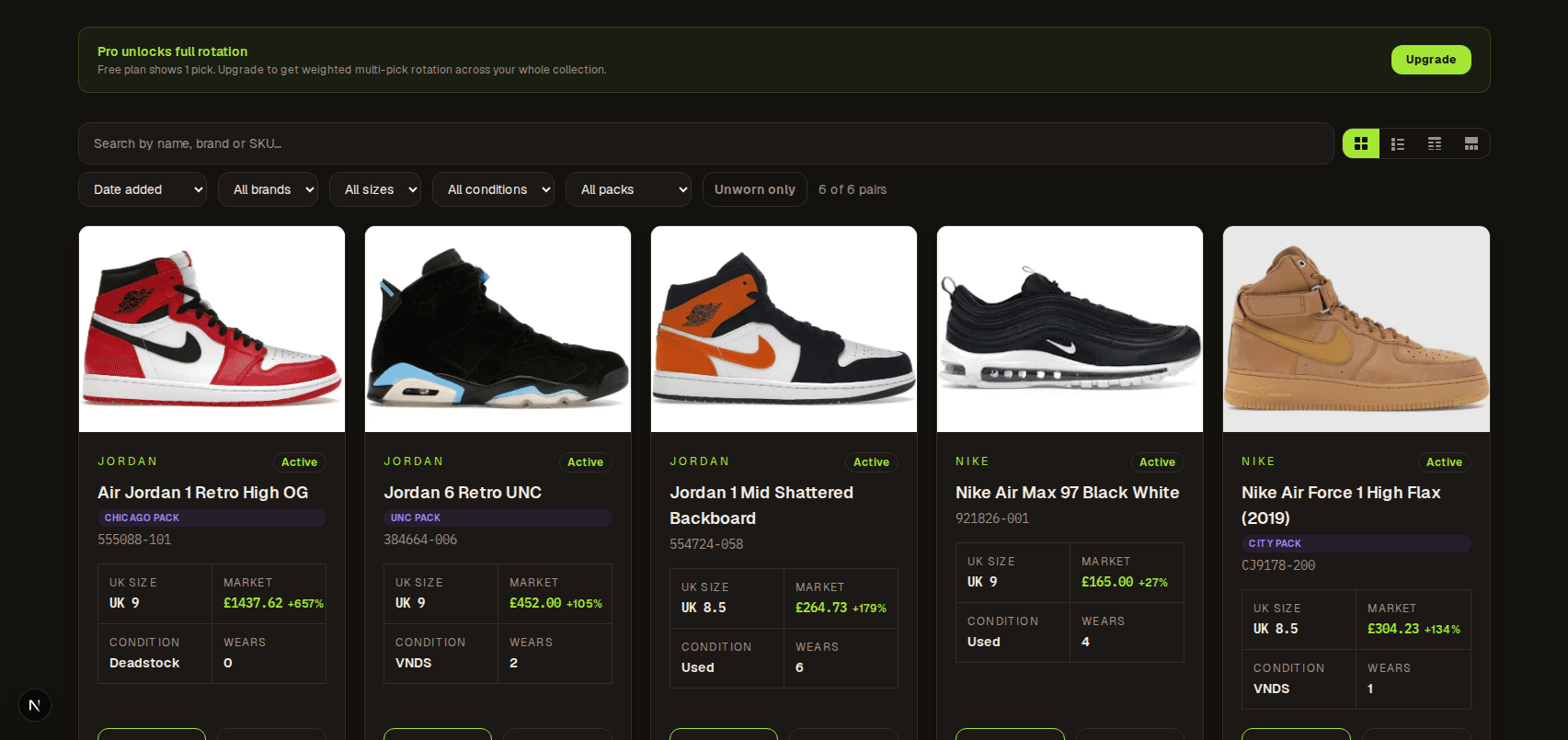 Nextsole — collection grid view